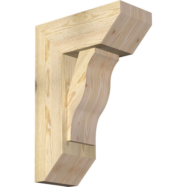 Ekena Millwork Funston Slat Rough Sawn Bracket w/ Offset Brace, Douglas Fir, 8"W x 18"D x 26"H BKT0806X18X26FST06RDF - main